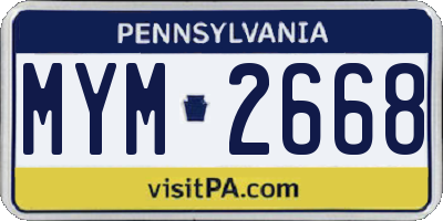 PA license plate MYM2668