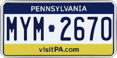 PA license plate MYM2670