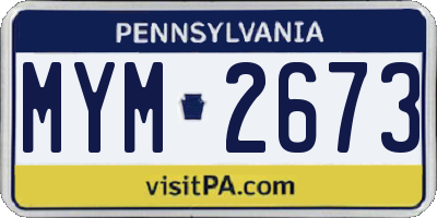 PA license plate MYM2673