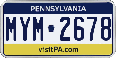 PA license plate MYM2678