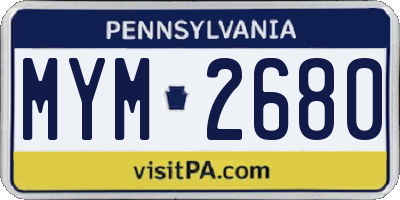 PA license plate MYM2680