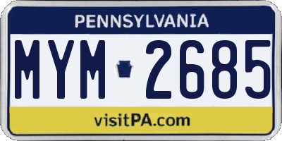 PA license plate MYM2685