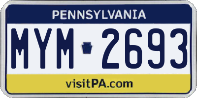 PA license plate MYM2693