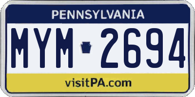 PA license plate MYM2694