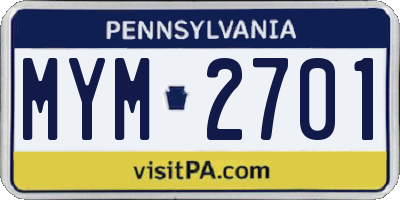 PA license plate MYM2701