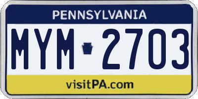 PA license plate MYM2703