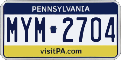 PA license plate MYM2704