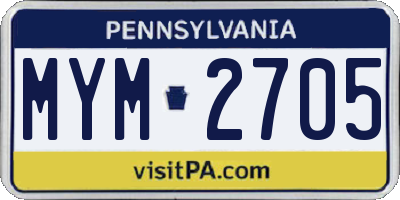 PA license plate MYM2705