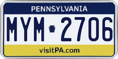 PA license plate MYM2706