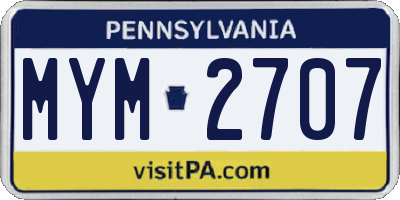 PA license plate MYM2707