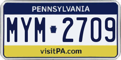 PA license plate MYM2709