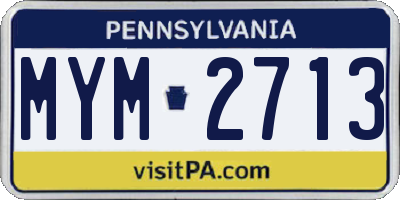 PA license plate MYM2713
