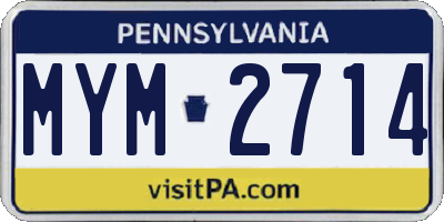 PA license plate MYM2714