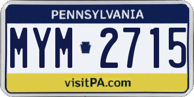 PA license plate MYM2715
