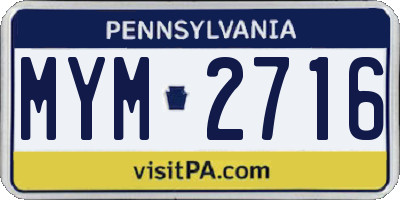PA license plate MYM2716
