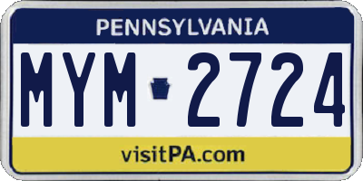 PA license plate MYM2724