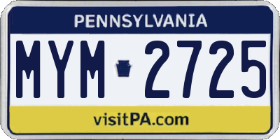 PA license plate MYM2725