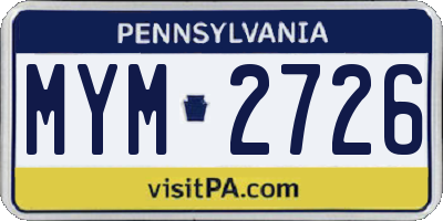 PA license plate MYM2726