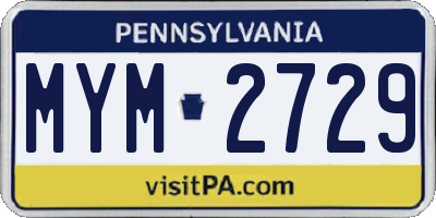 PA license plate MYM2729