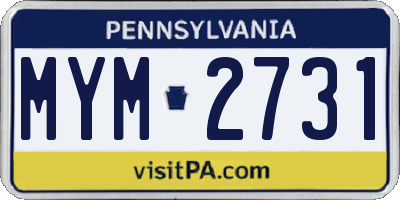 PA license plate MYM2731