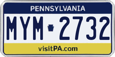 PA license plate MYM2732