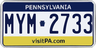 PA license plate MYM2733