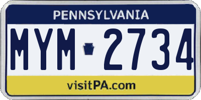 PA license plate MYM2734
