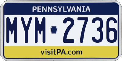 PA license plate MYM2736