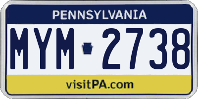 PA license plate MYM2738