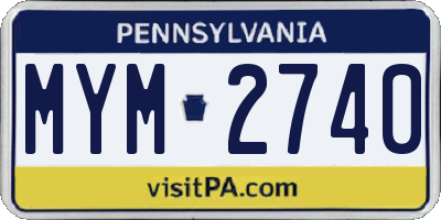 PA license plate MYM2740