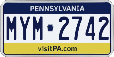 PA license plate MYM2742