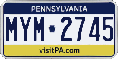 PA license plate MYM2745