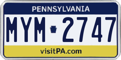 PA license plate MYM2747