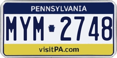 PA license plate MYM2748