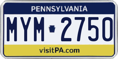 PA license plate MYM2750