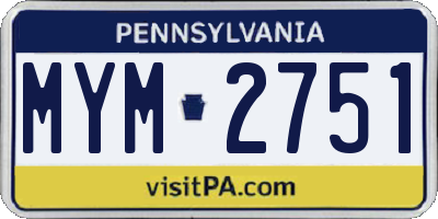 PA license plate MYM2751