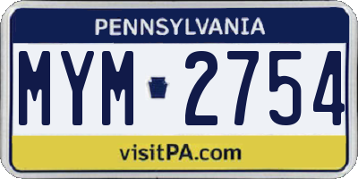 PA license plate MYM2754