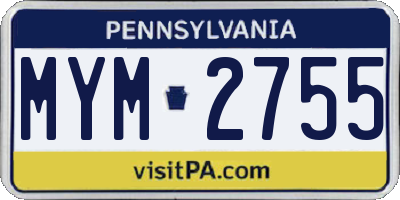 PA license plate MYM2755