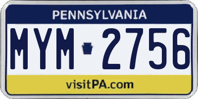PA license plate MYM2756