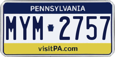 PA license plate MYM2757