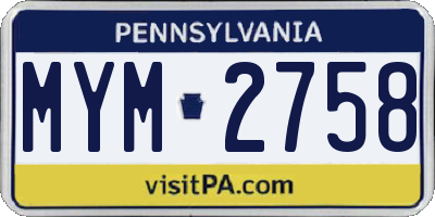 PA license plate MYM2758