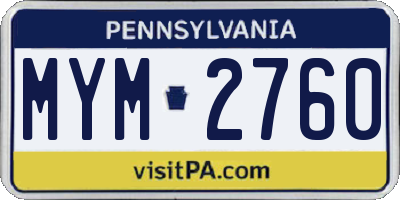 PA license plate MYM2760