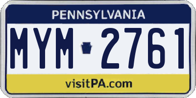 PA license plate MYM2761