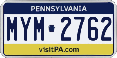 PA license plate MYM2762