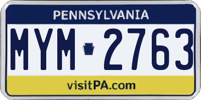 PA license plate MYM2763