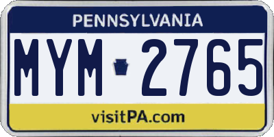 PA license plate MYM2765
