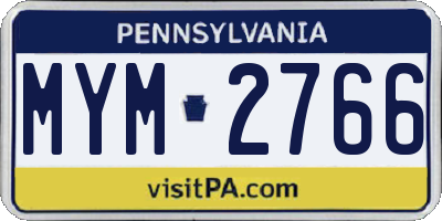 PA license plate MYM2766