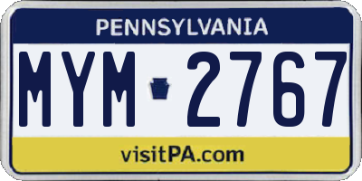 PA license plate MYM2767