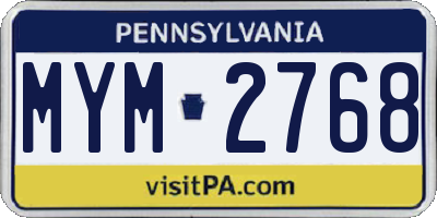 PA license plate MYM2768