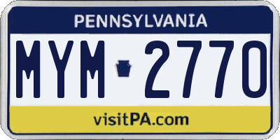 PA license plate MYM2770